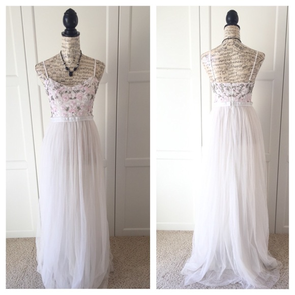 Needle & Thread Trailing Tulle Maxi Dress White - Picture 4 of 8